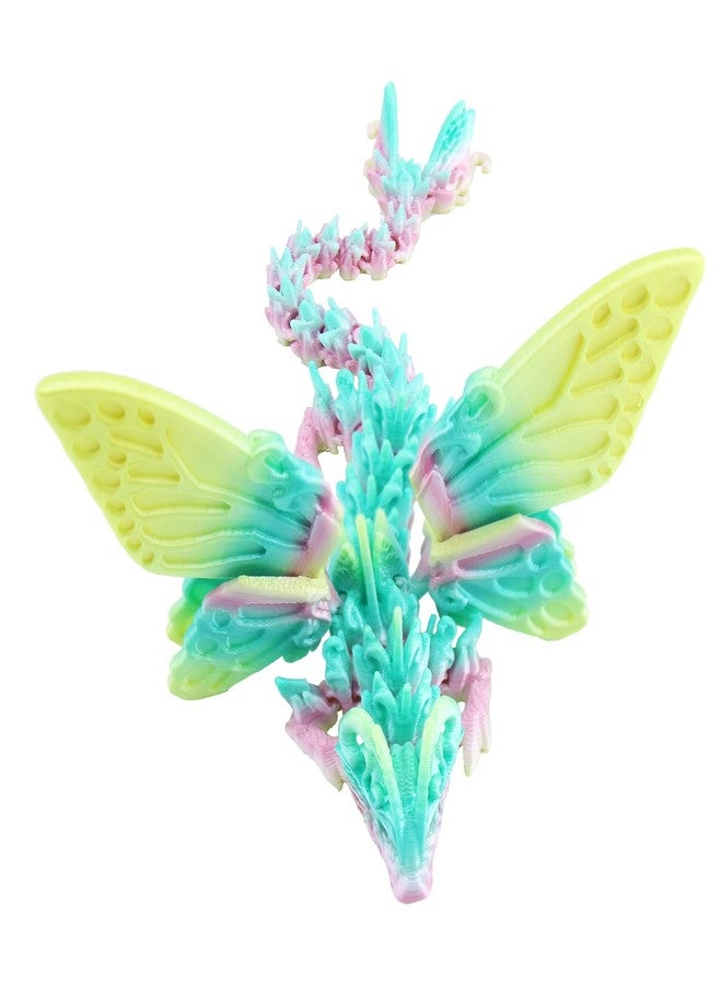 DEFORAGE 3D Printed Rainbow Colored Butterfly Dragon Statue, 6.5 Inch Articulated Crystal Dragon Mythical Beast Ornament, Home Office Decor - Image 1